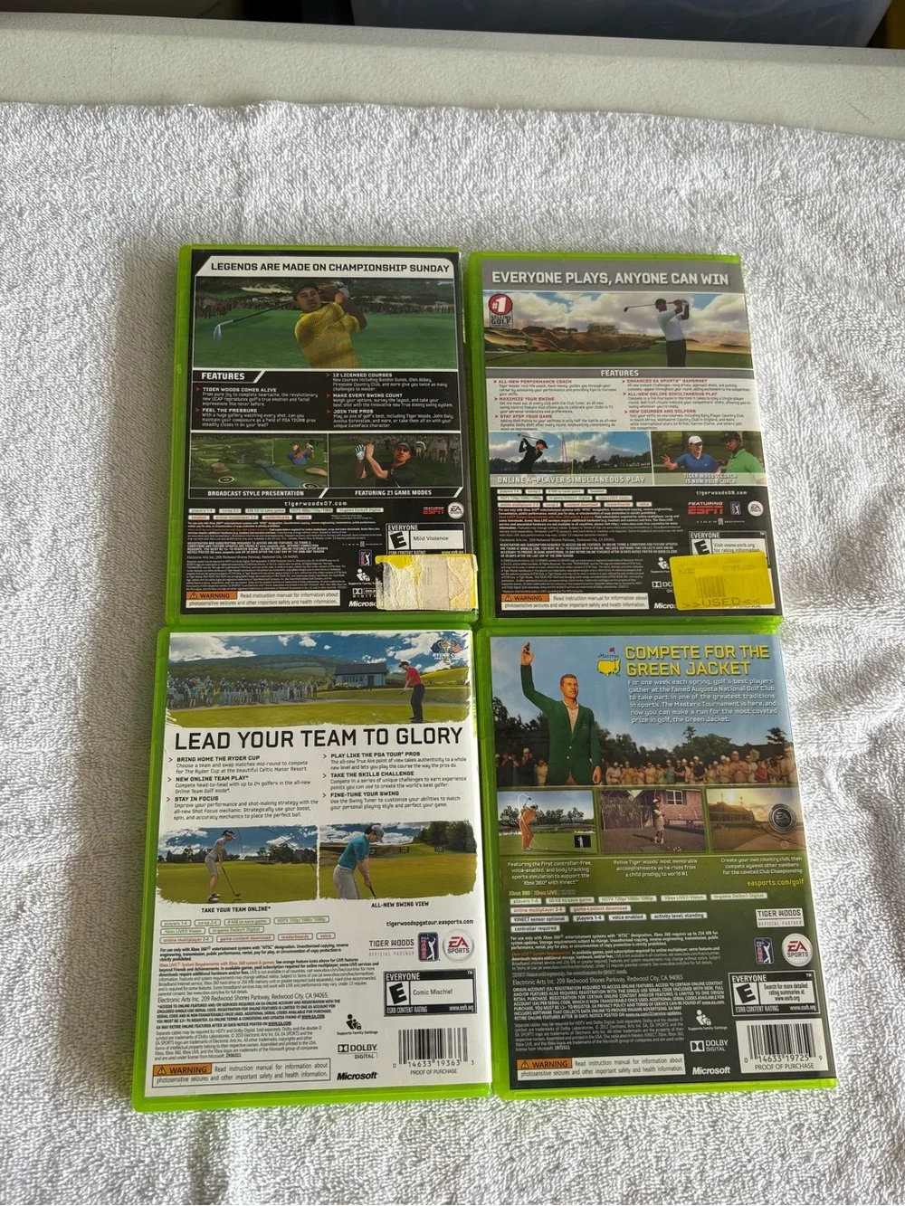 Xbox 360 Tiger Woods PGA Tour 07, 09, 11, 13 games lot